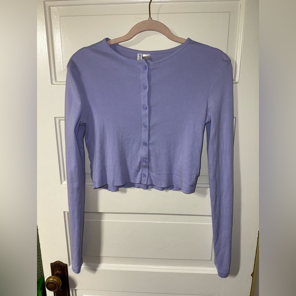 H&M Light Purple Button-Up Cardigan